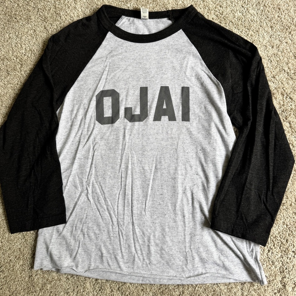 ❤️ OJAI CALIFORNIA RAGLAN BASEBALL COTTON TEE TSHIRT BOHEMIAN ARTSY CITY TOWN